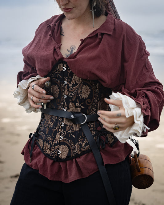 Black and Gold Paisley Underbust Corset