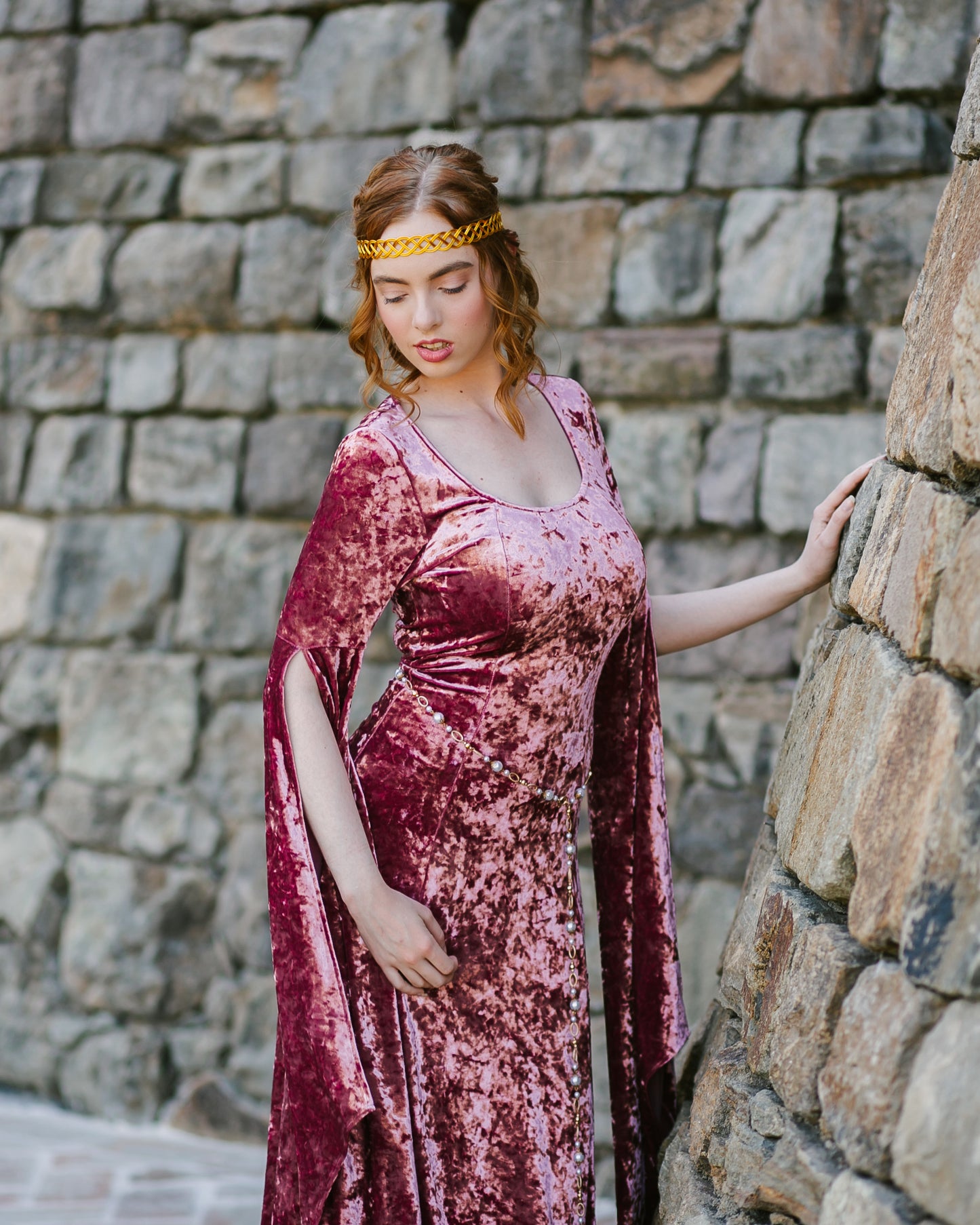 Stained Blackberry Velvet Bell Sleeve Dress