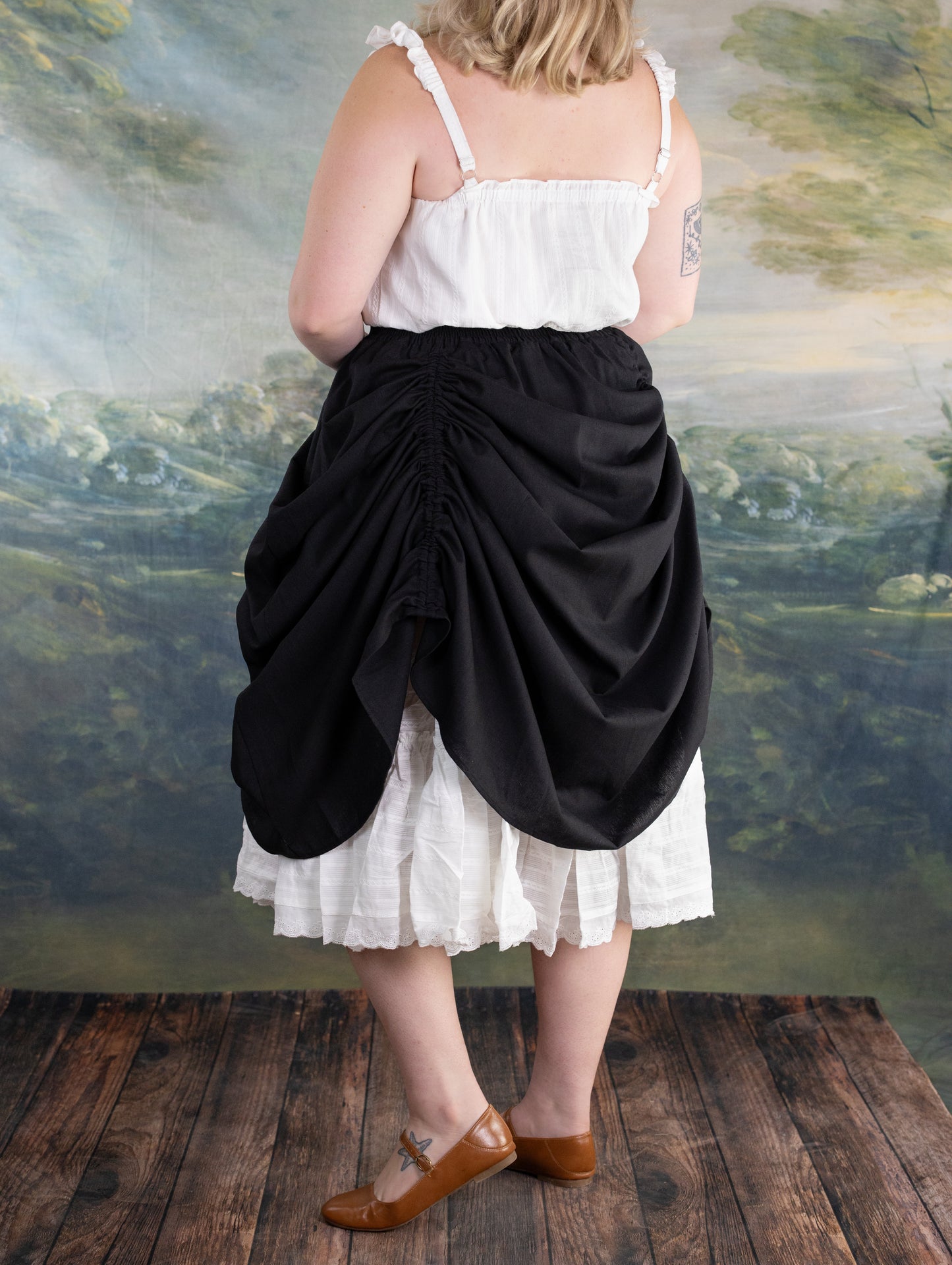 Black Cinching Maxi Skirt