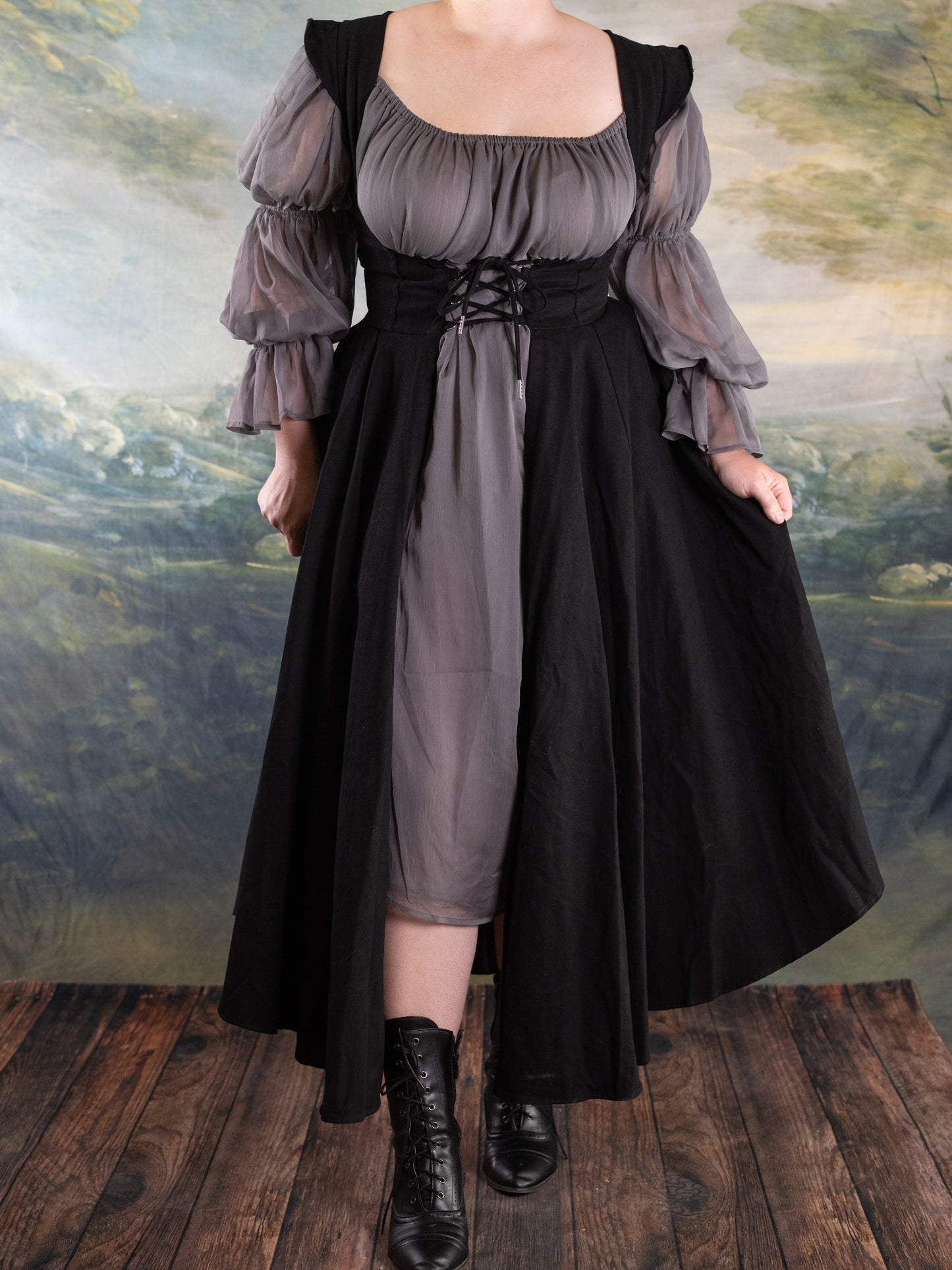 Black Cotton Underbust Dress