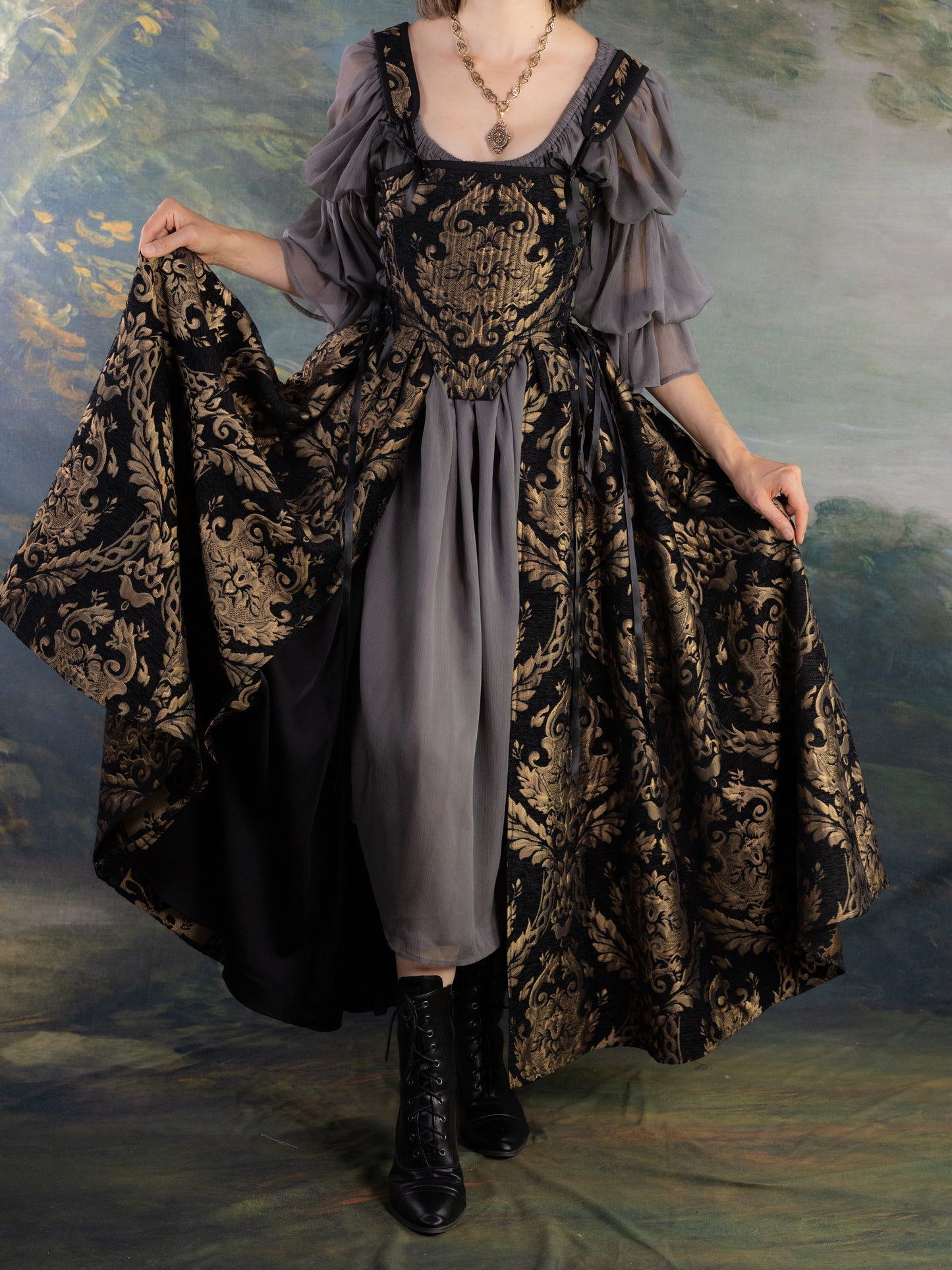 Black and Gold Chenille Overskirt