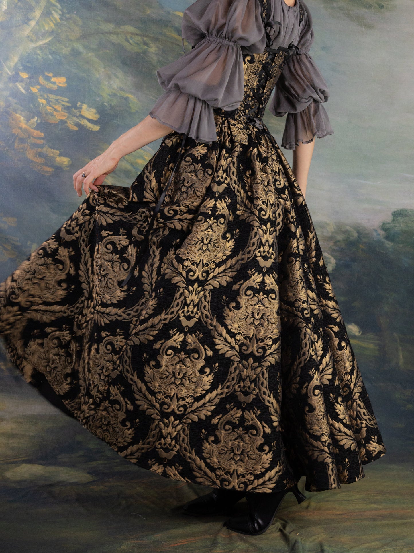 Black and Gold Chenille Overskirt
