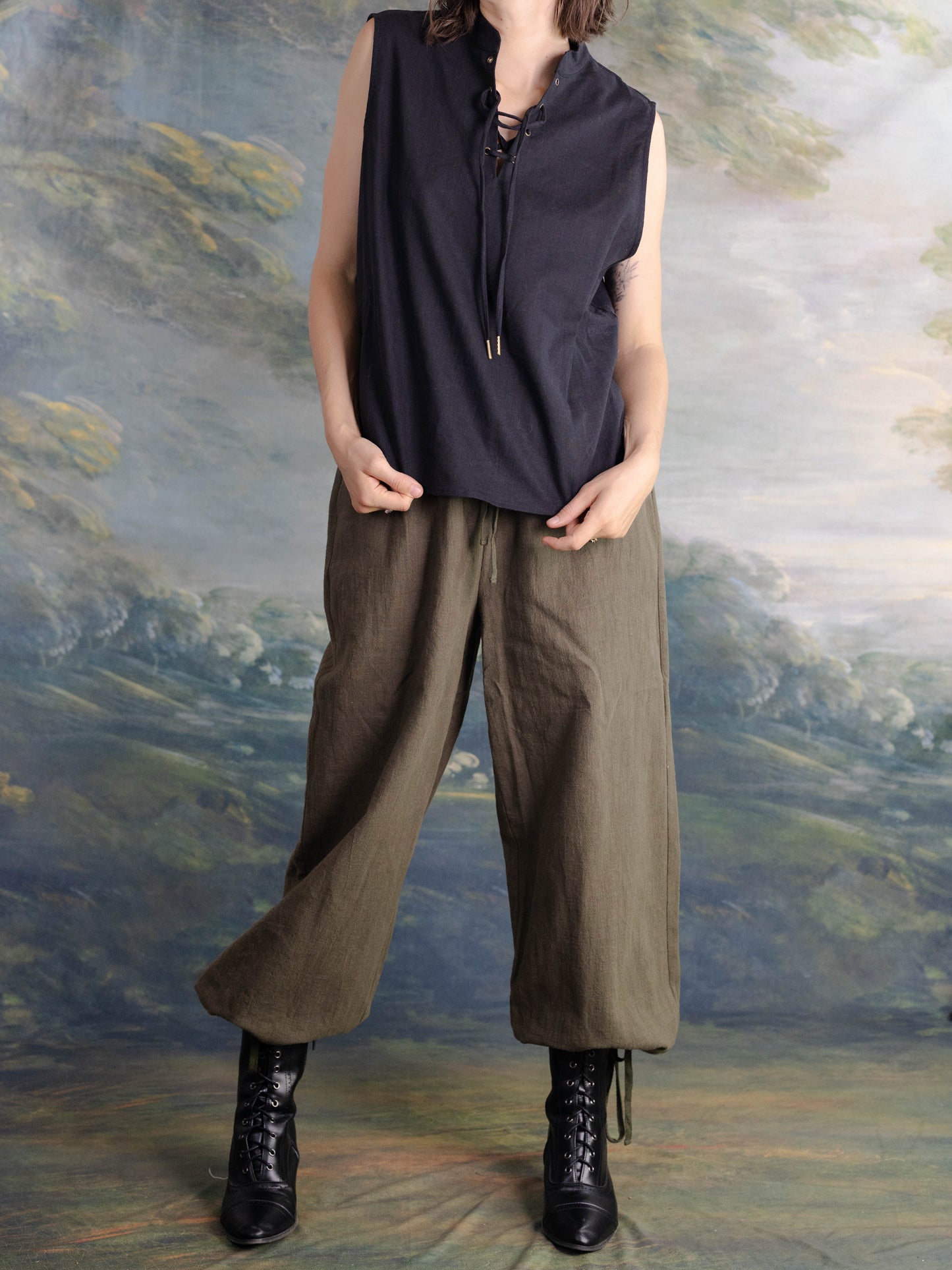 Linen Sleeveless Pirate Tank
