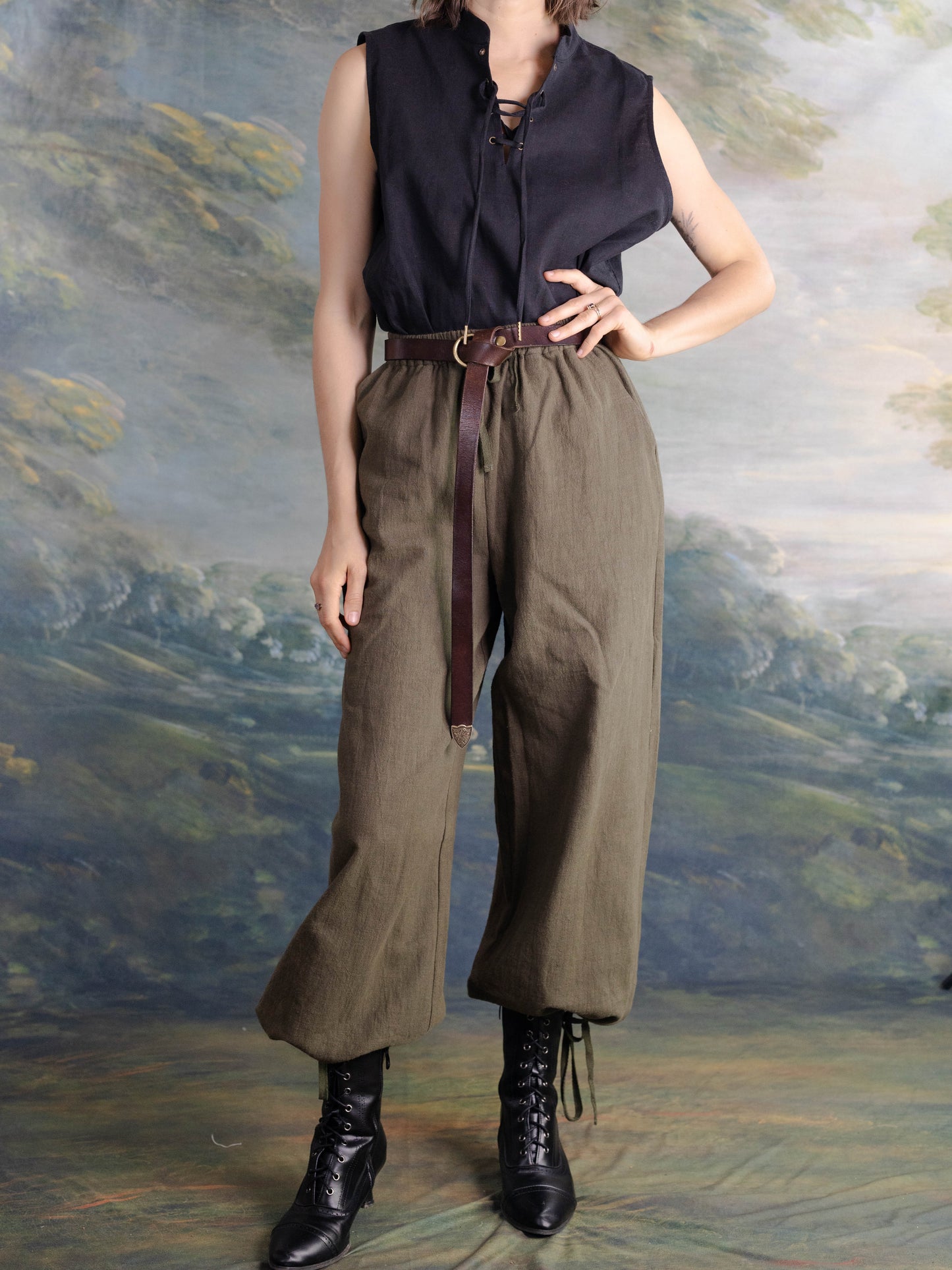 Linen Sleeveless Pirate Tank