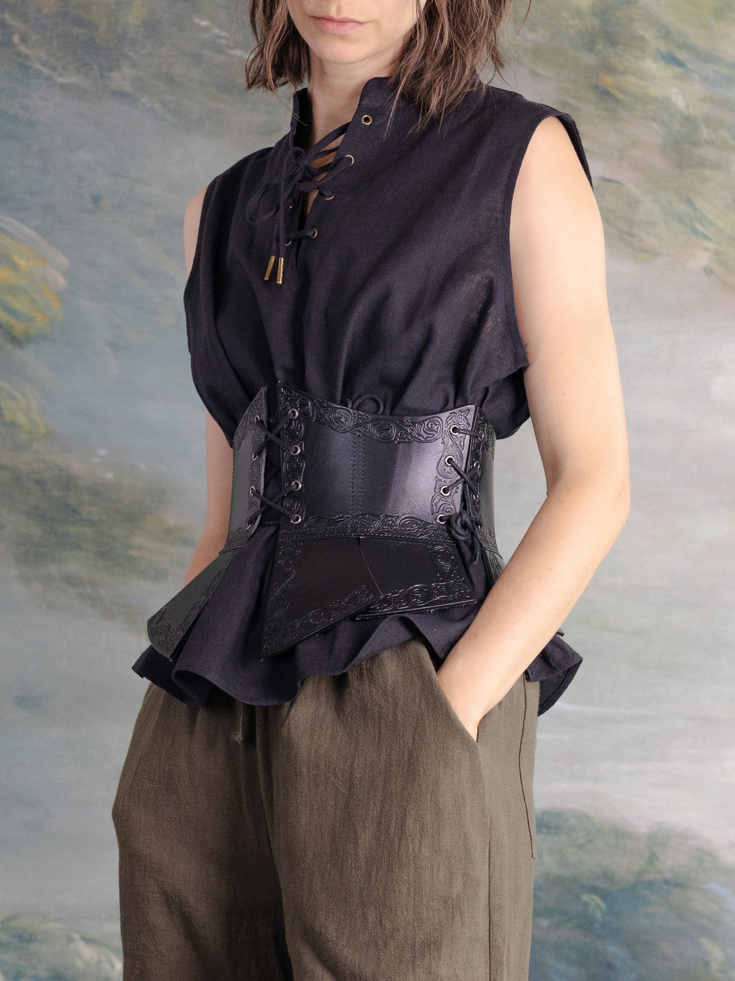 Linen Sleeveless Pirate Tank
