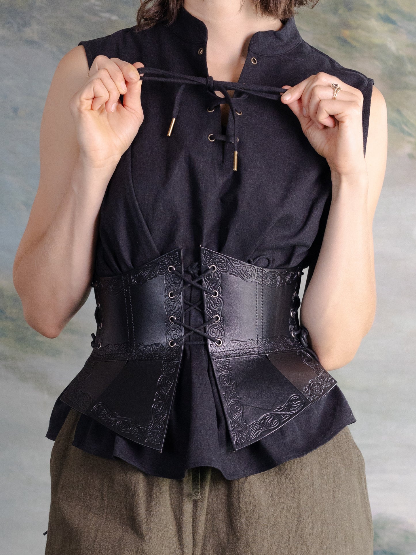 Linen Sleeveless Pirate Tank