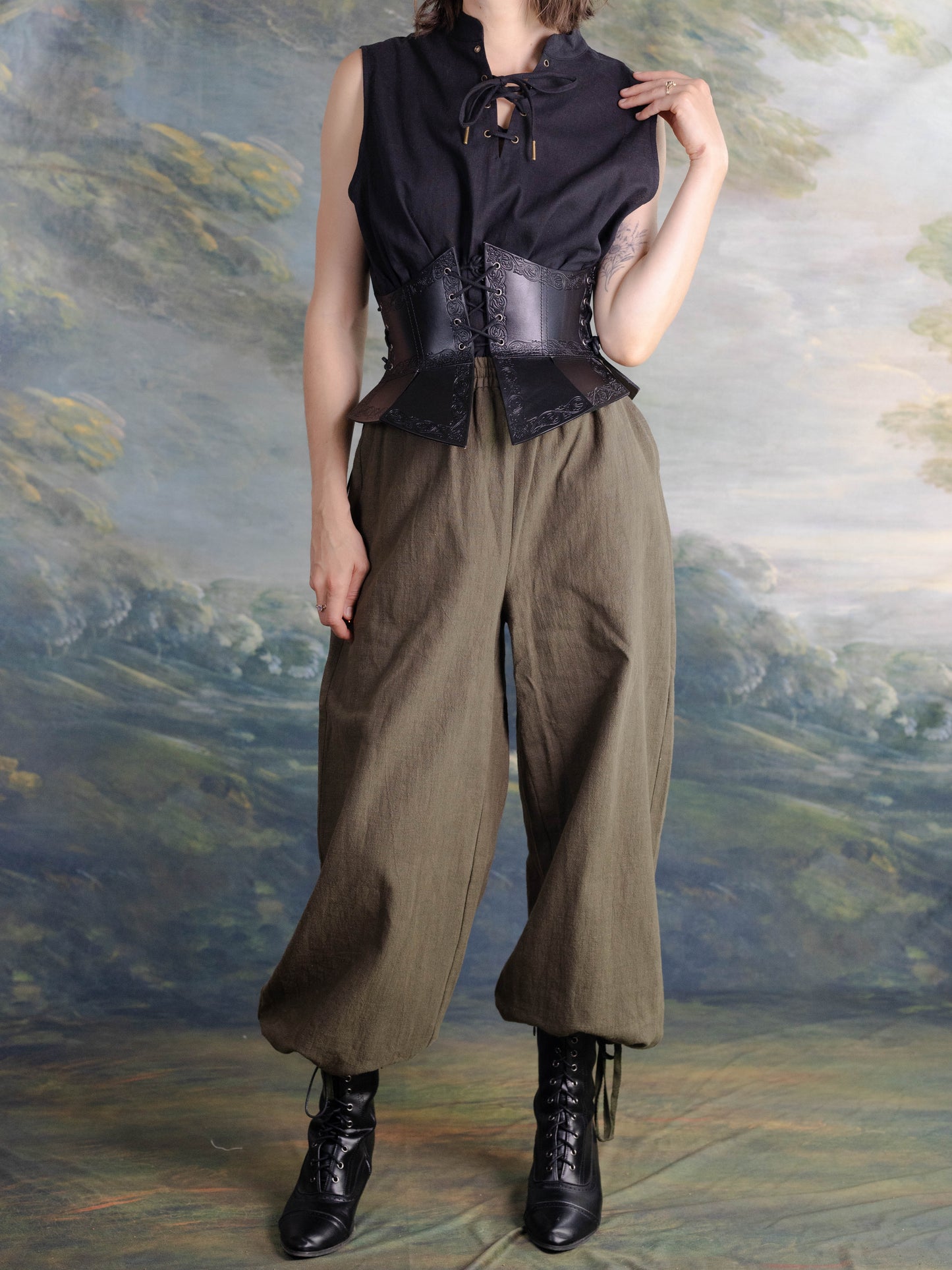Linen Sleeveless Pirate Tank