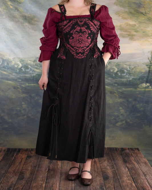 Black and Red Chenille Tabbed Tudor Stays