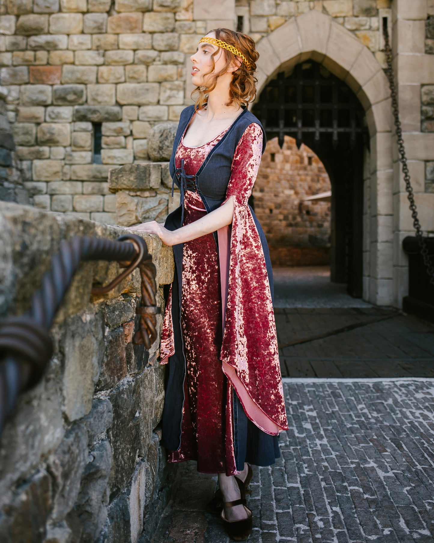 Stained Blackberry Velvet Bell Sleeve Dress