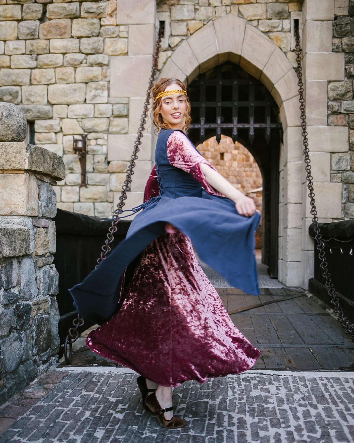 Stained Blackberry Velvet Bell Sleeve Dress