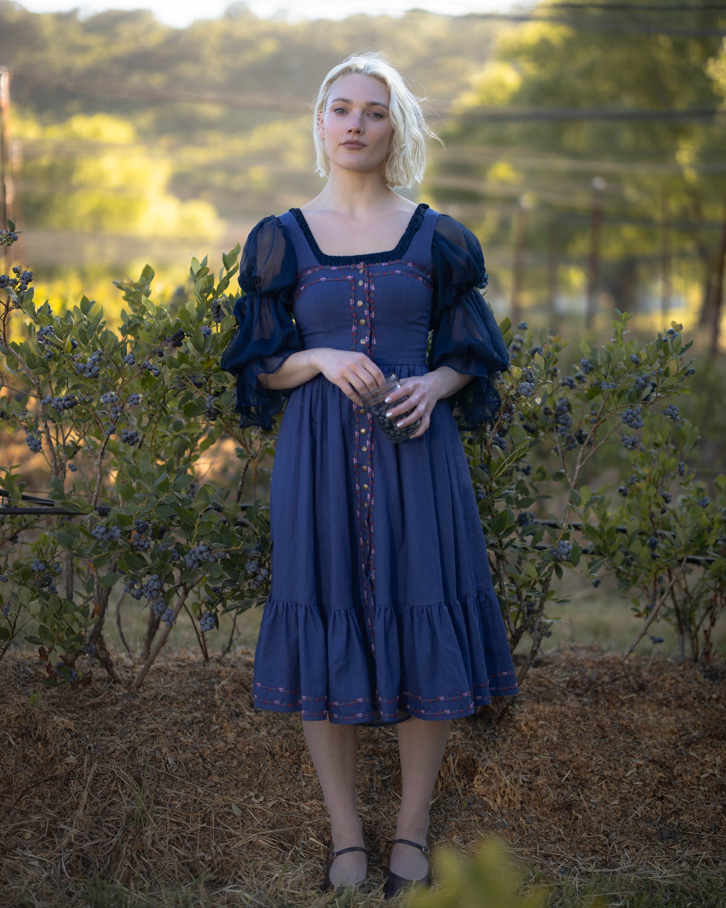 Navy Blue Chiffon Chemise