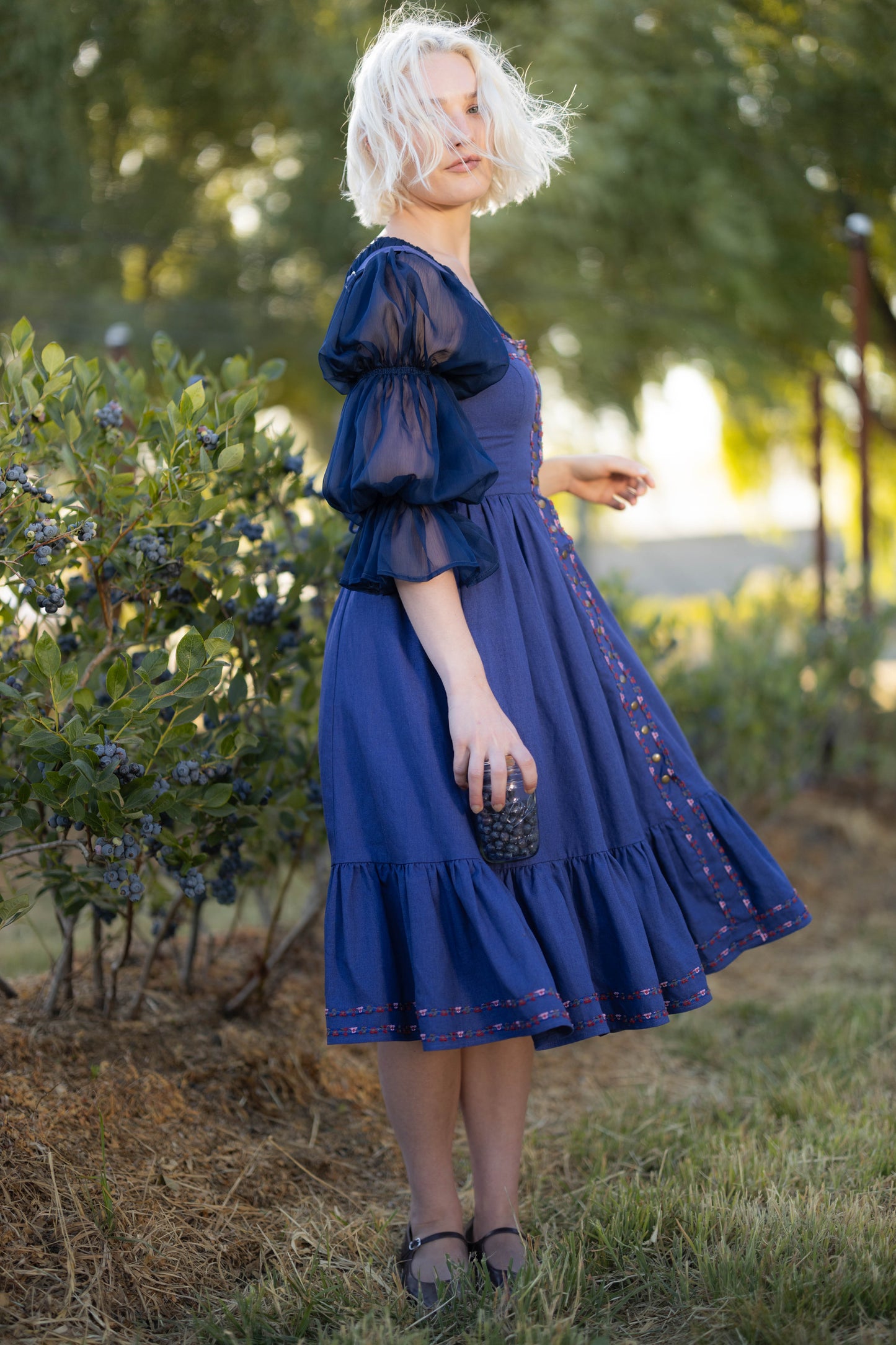 Navy Blue Chiffon Chemise