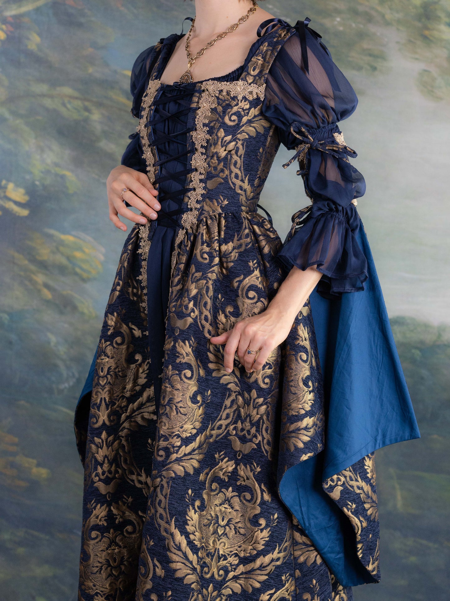 Navy Blue Chenille Corset Dress