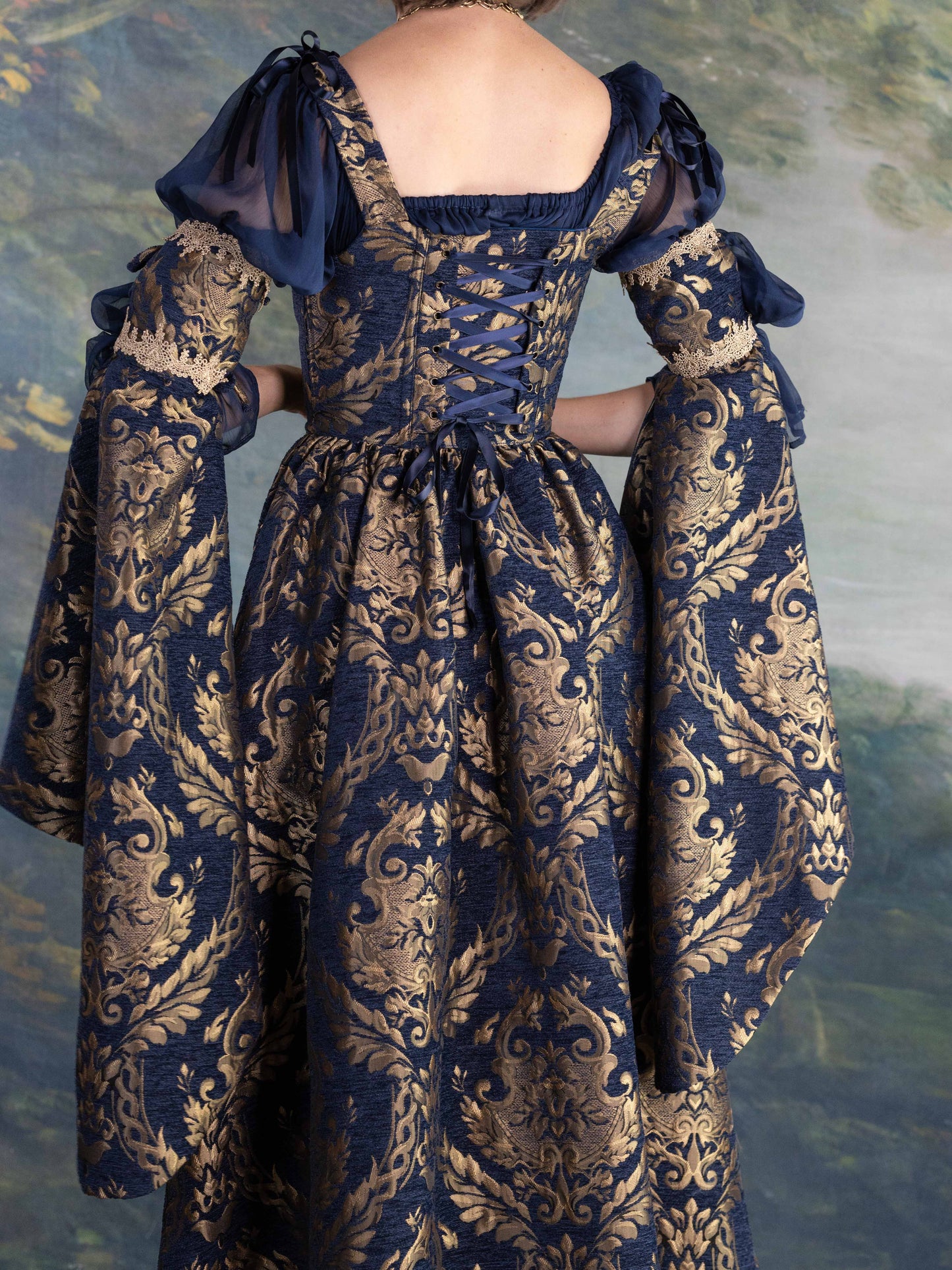 Navy Blue Chenille Corset Dress