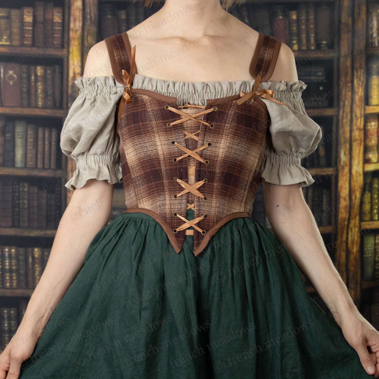 Brown Plaid Corset Top