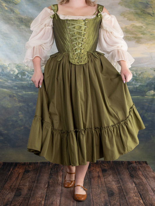 Chartreuse Satin 18th Century Stays