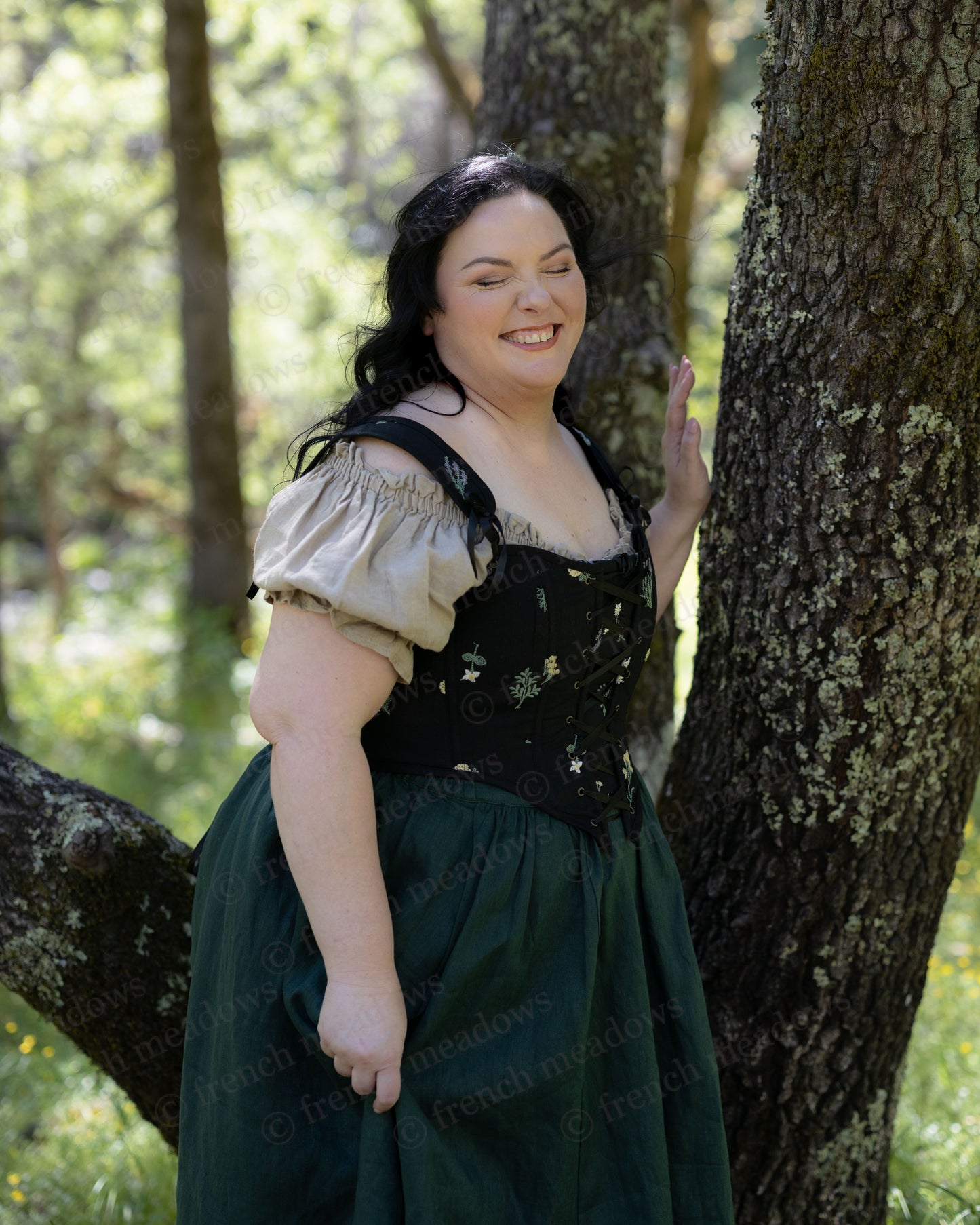 Black Wildflower Corset Top