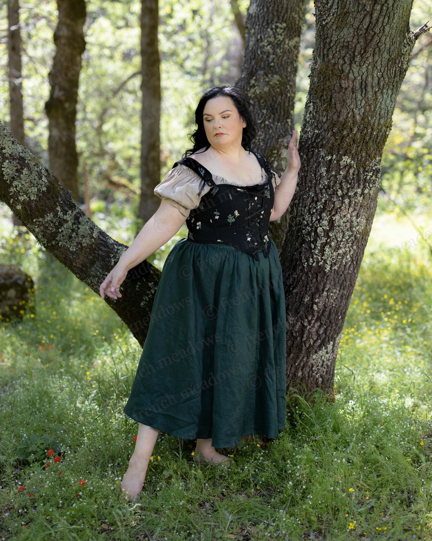 Black Wildflower Corset Top