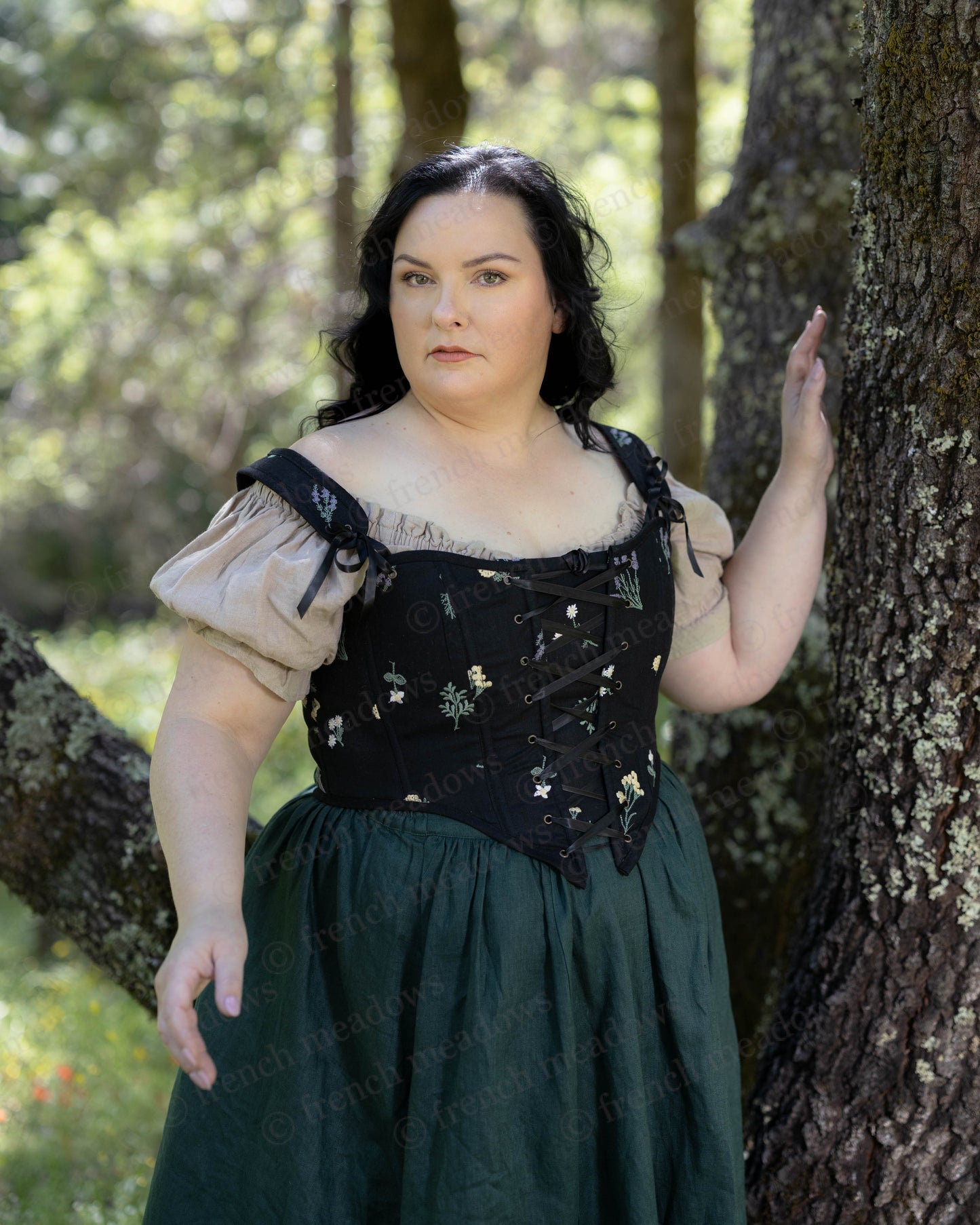 Black Wildflower Corset Top