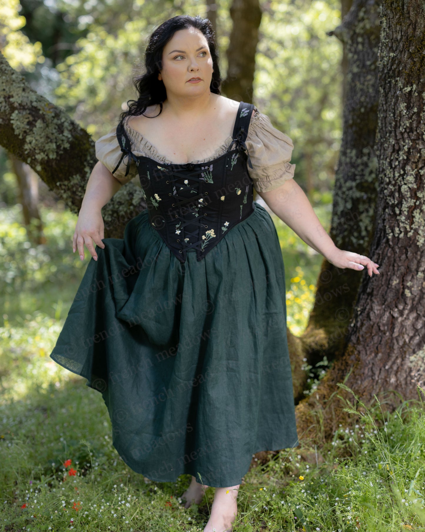Black Wildflower Corset Top