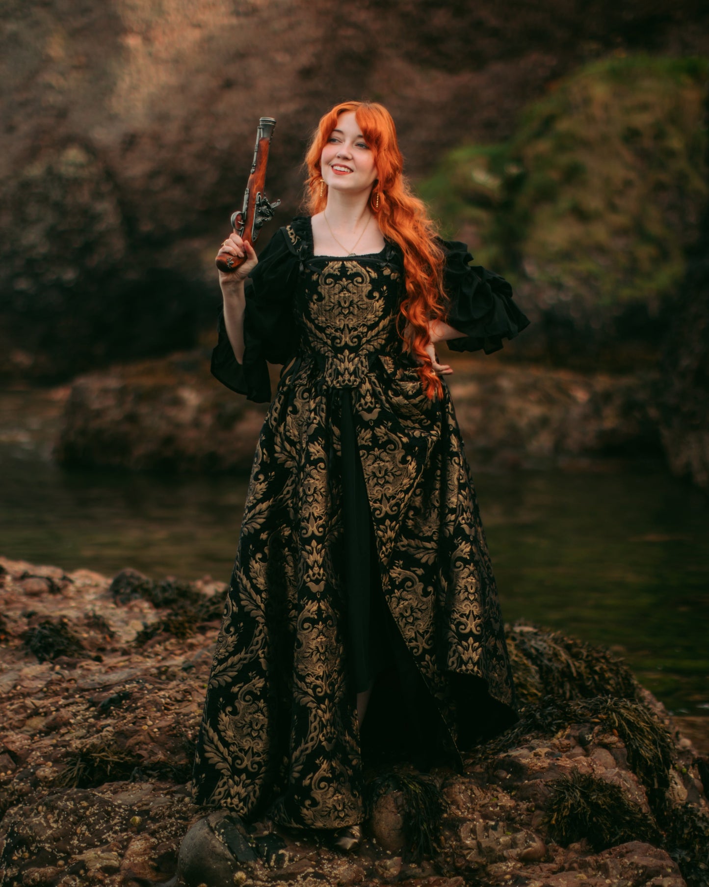 Black and Gold Chenille Overskirt