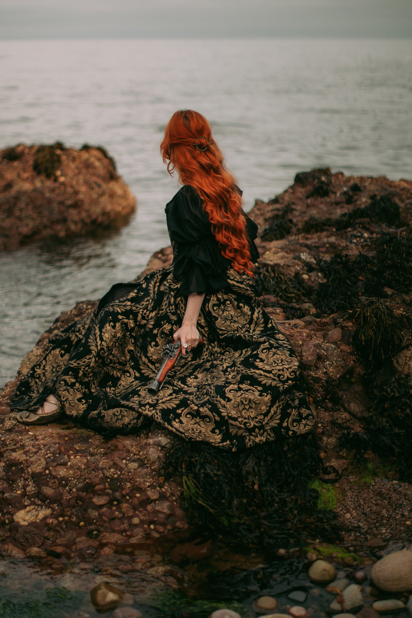 Black and Gold Chenille Overskirt