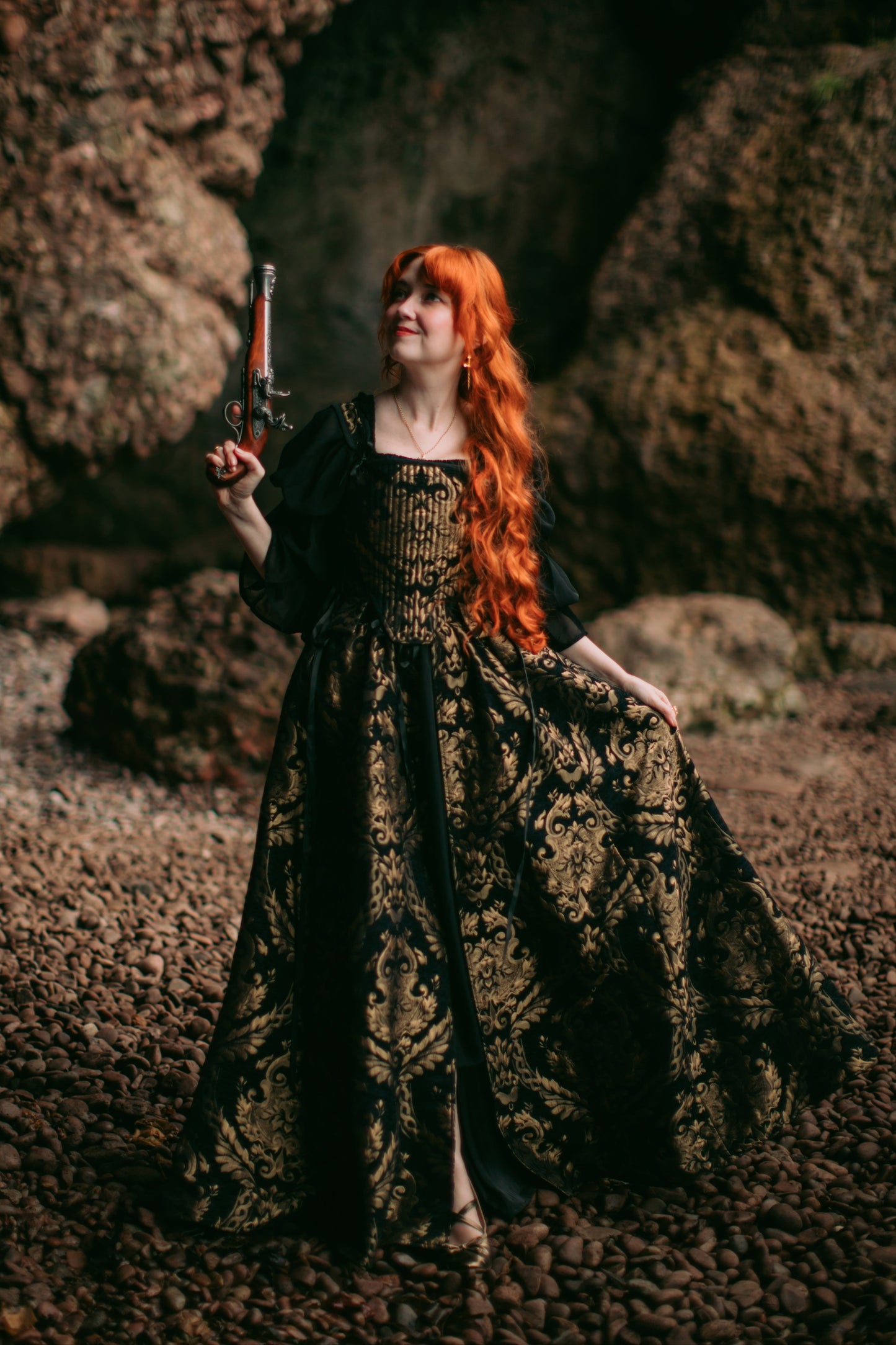 Black and Gold Chenille Overskirt