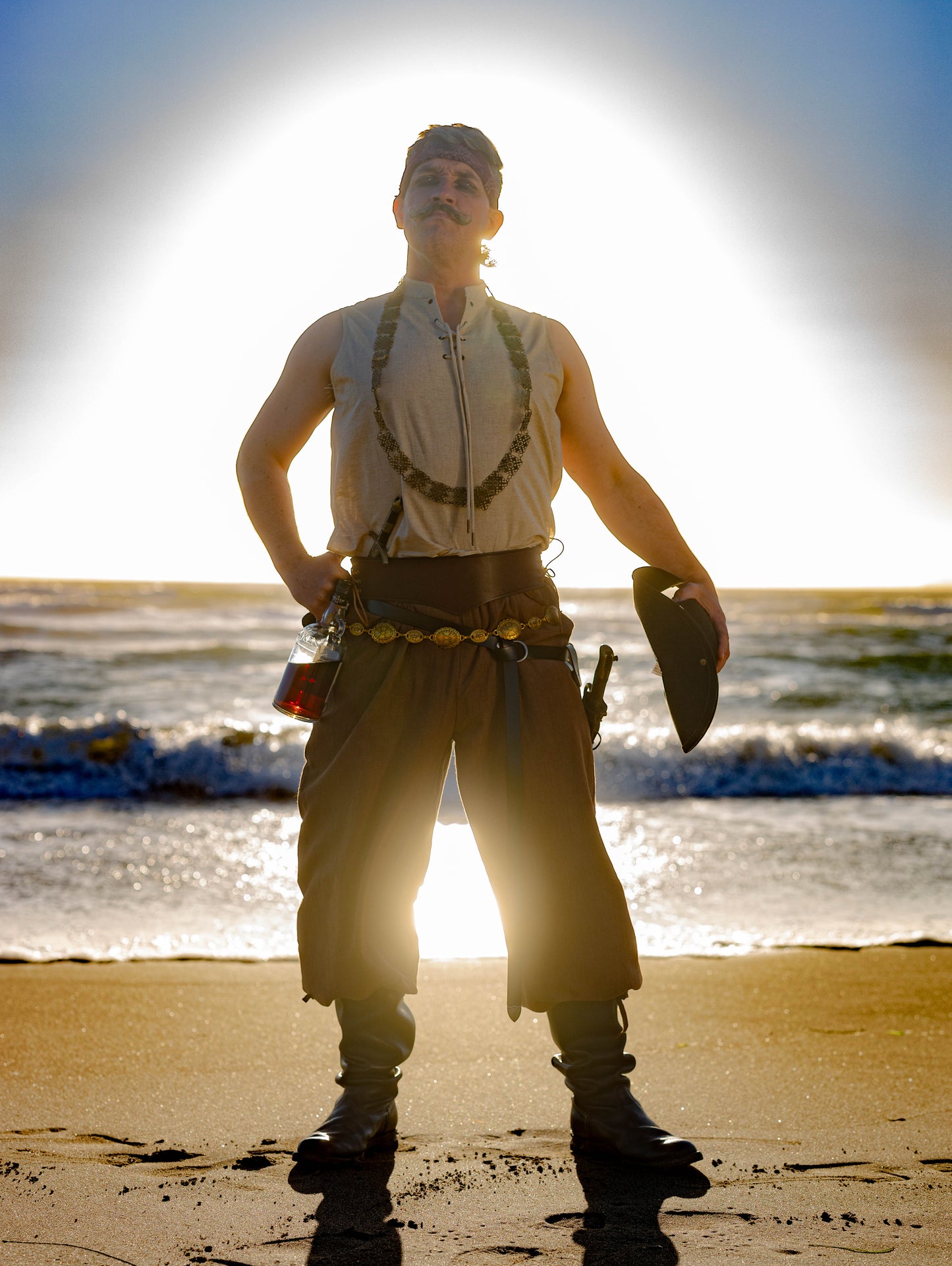 Linen Sleeveless Pirate Tank
