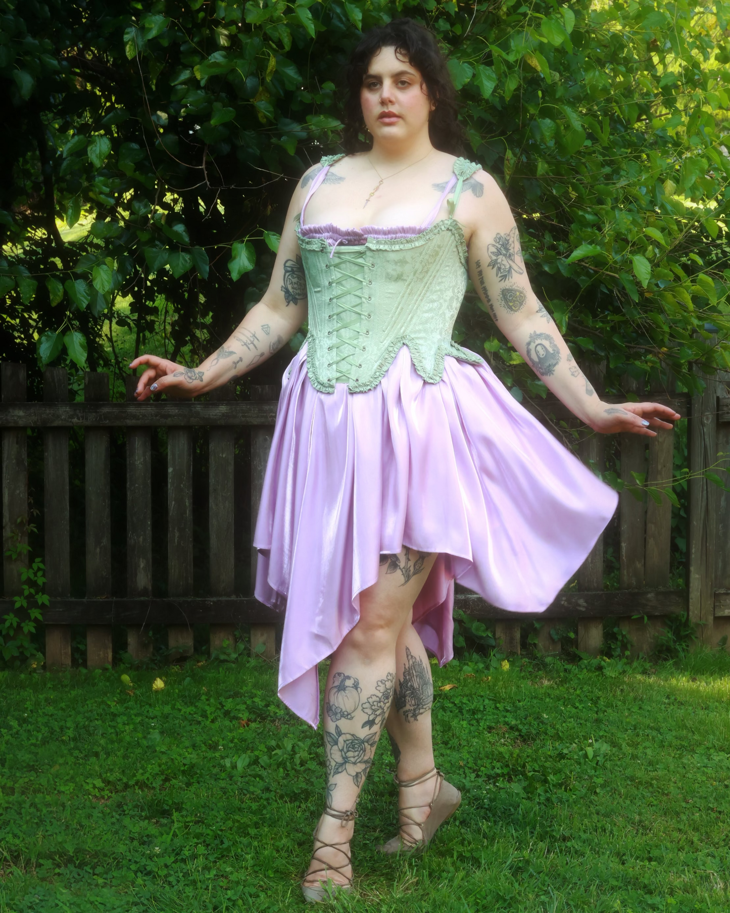 Mint Green Floral 18th Century Stays