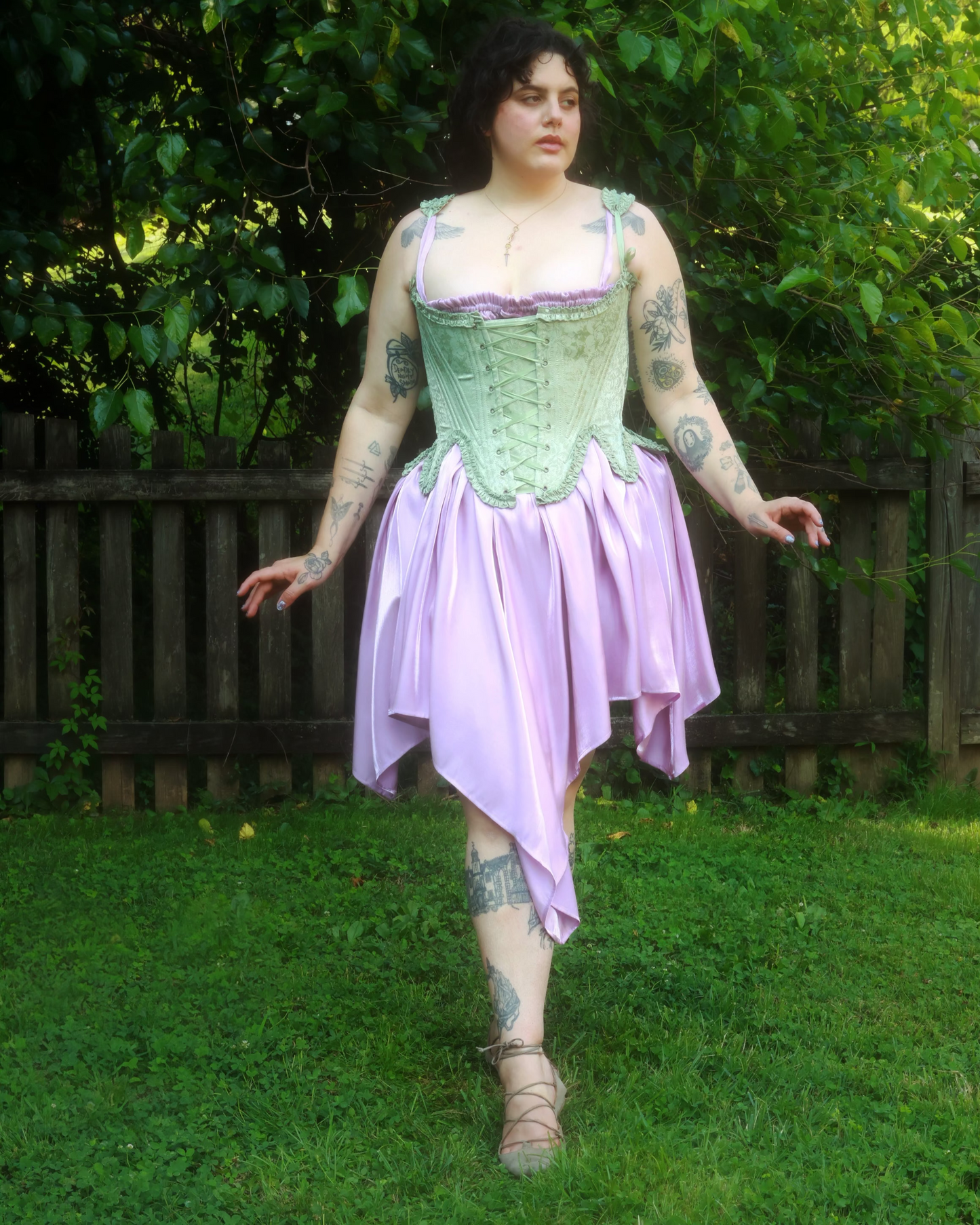 Mint Green Floral 18th Century Stays