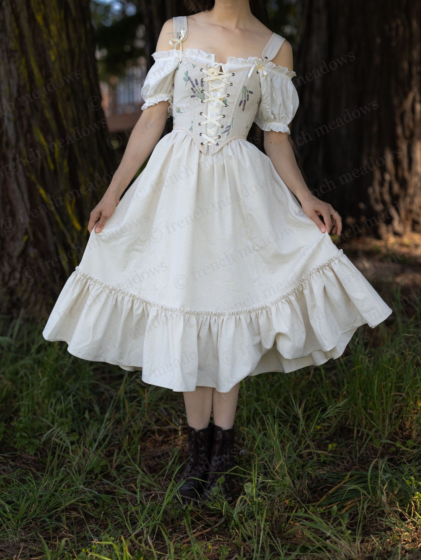 Natural Linen Midi Skirt