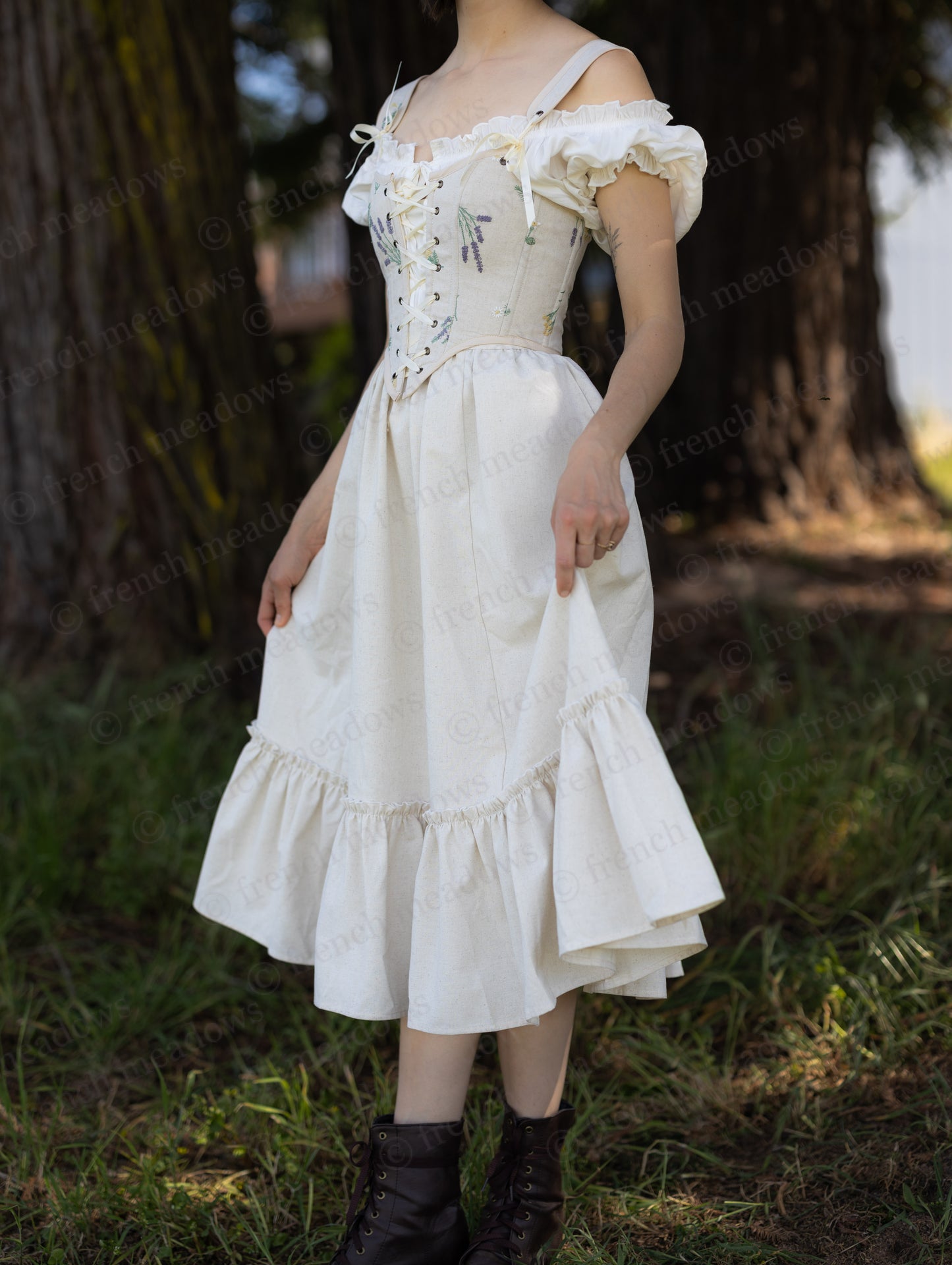 Natural Linen Midi Skirt
