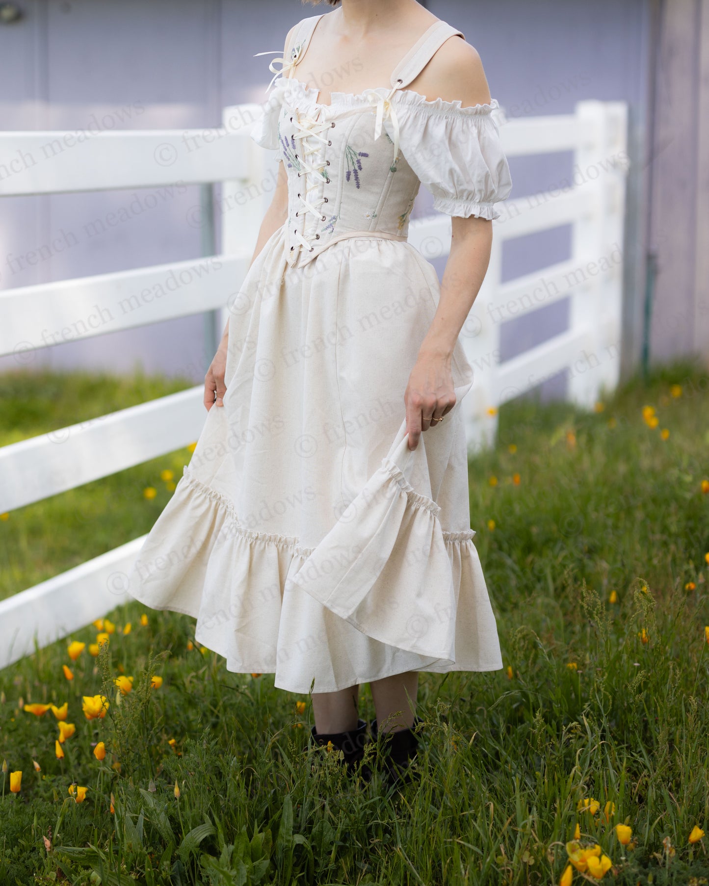 Natural Linen Midi Skirt