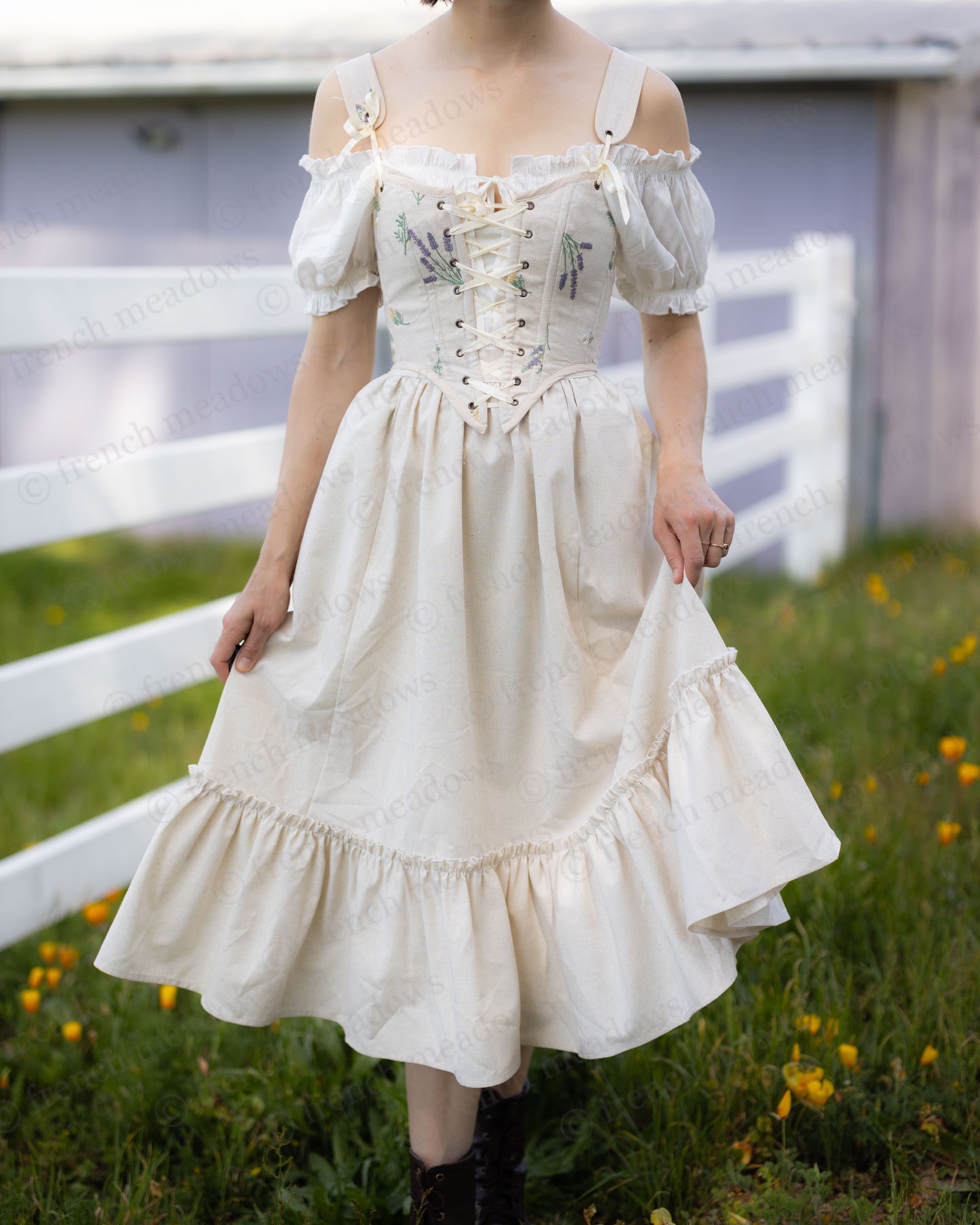 Natural Linen Midi Skirt
