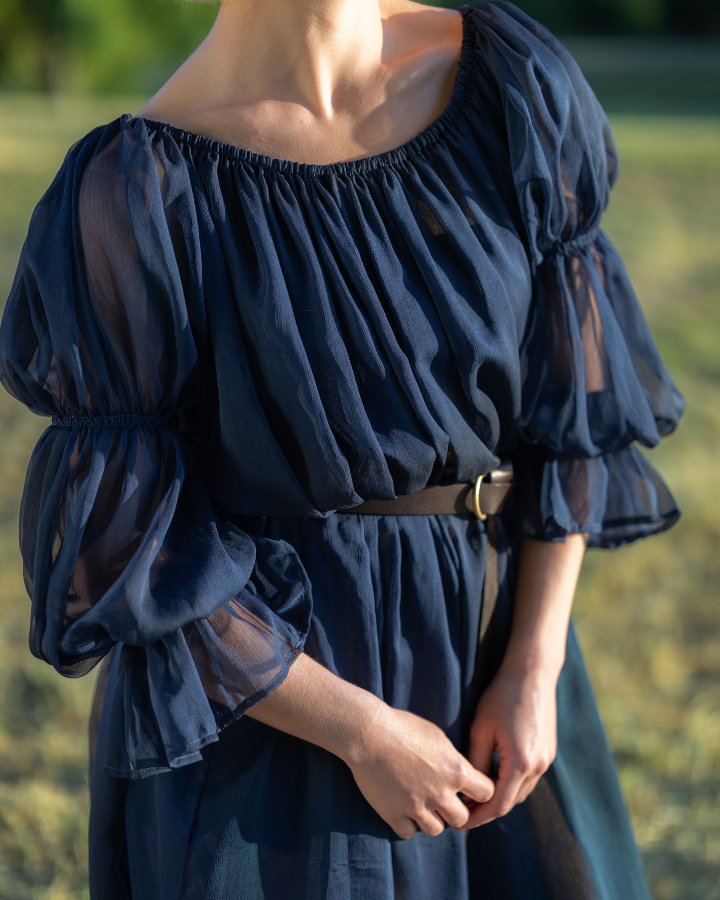 Navy Blue Chiffon Chemise