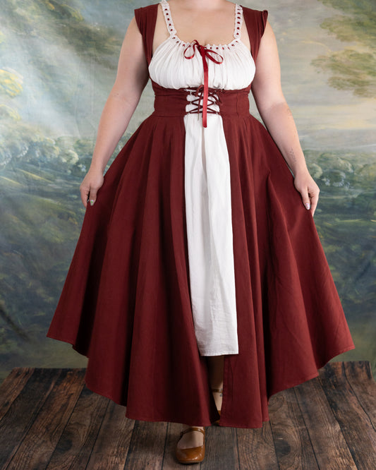 Red Cotton Underbust Dress