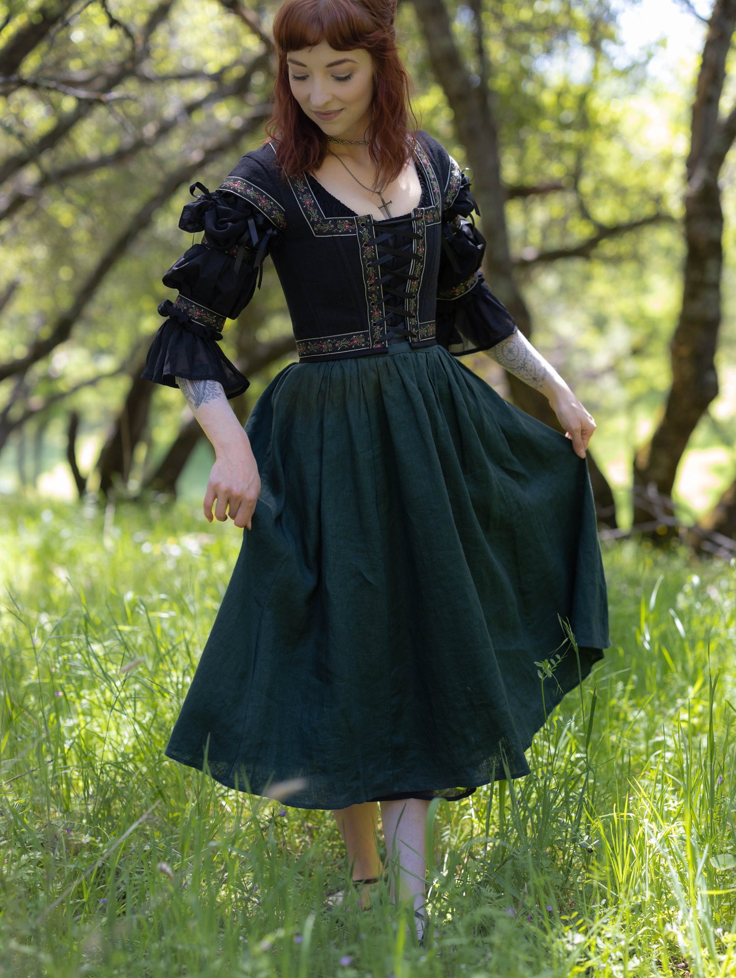 Black Ribbon Folk Bodice