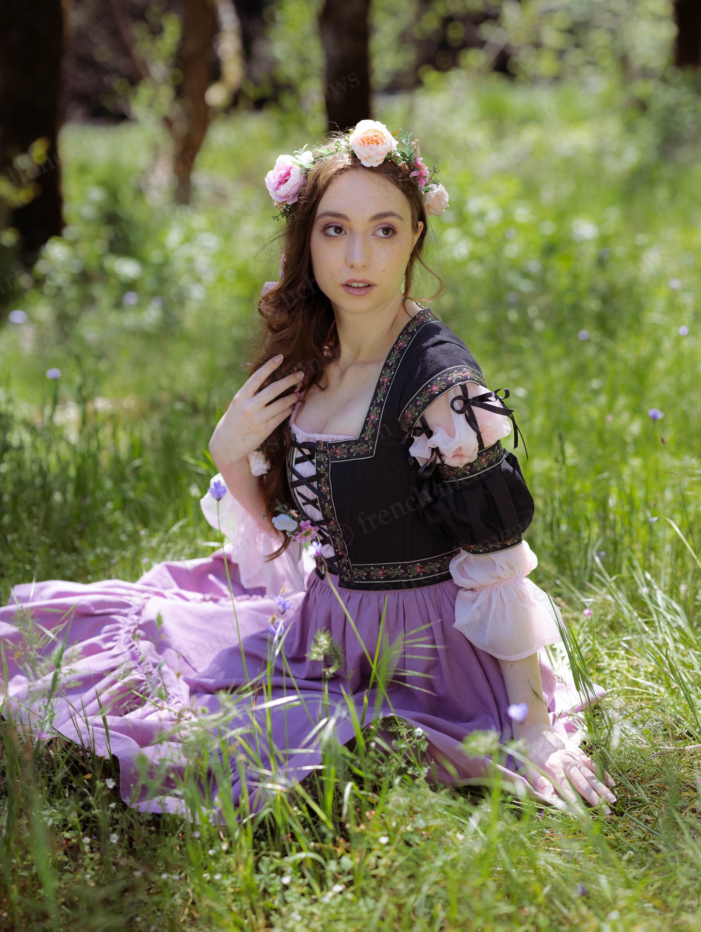 Black Ribbon Folk Bodice