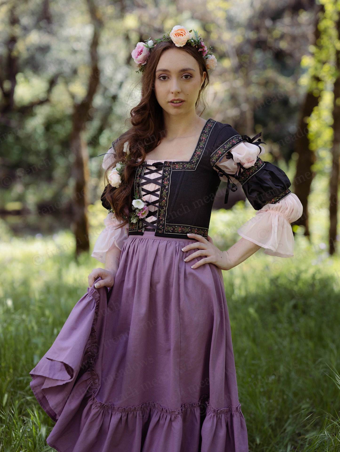Black Ribbon Folk Bodice