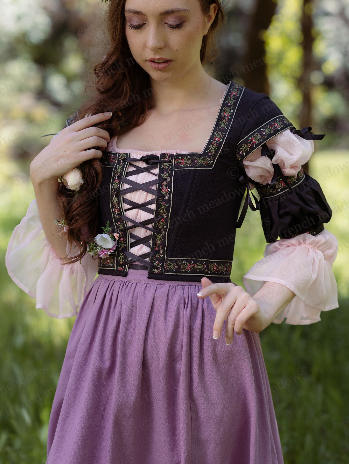 Black Ribbon Folk Bodice