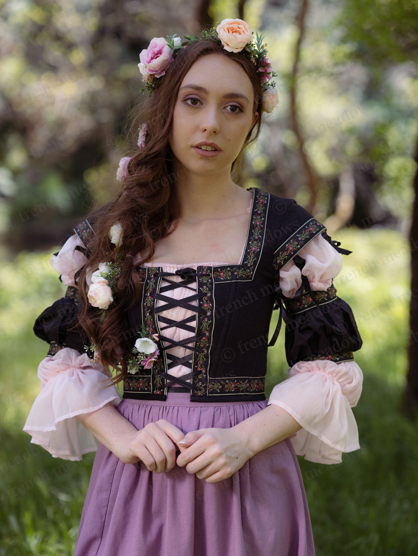 Black Ribbon Folk Bodice