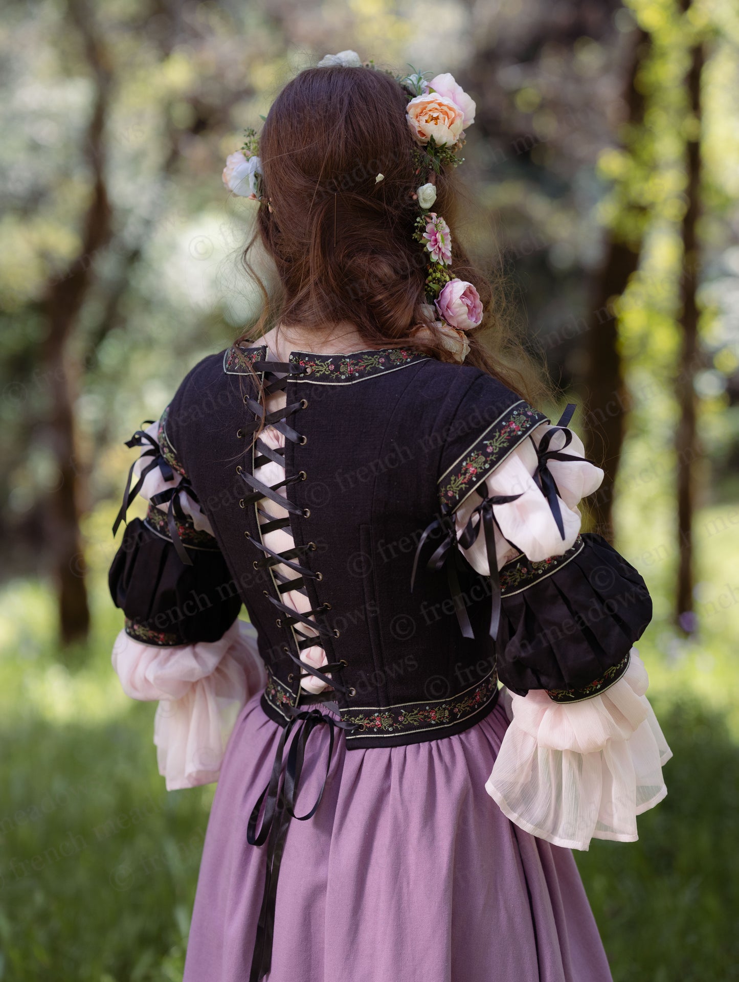 Black Ribbon Folk Bodice