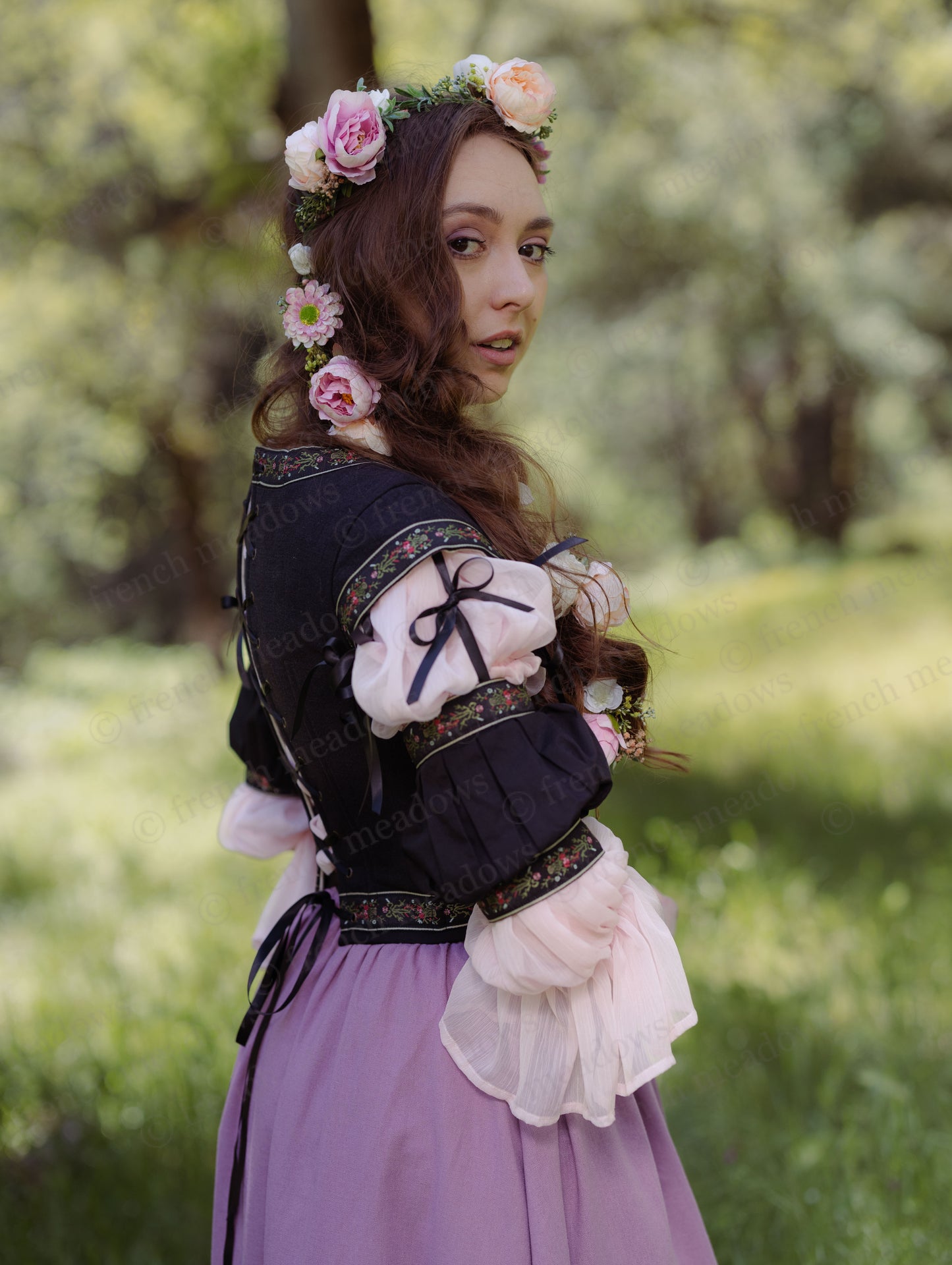 Black Ribbon Folk Bodice