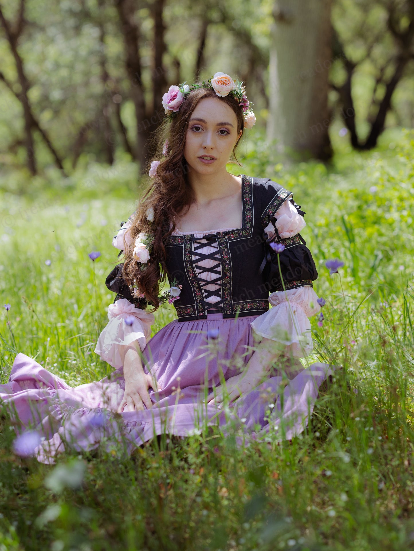Black Ribbon Folk Bodice