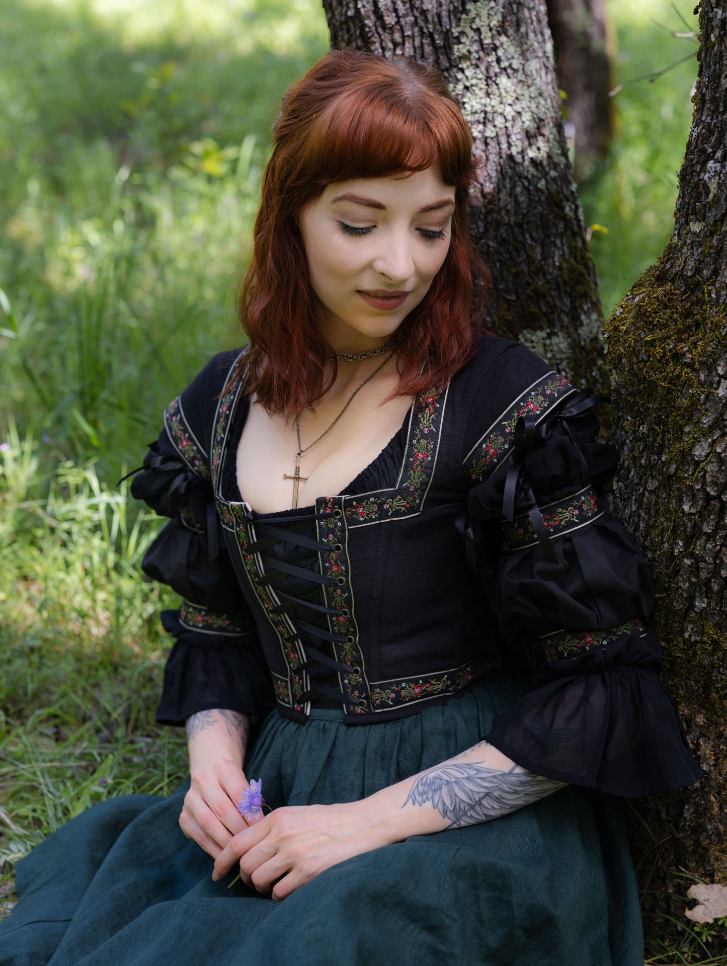 Black Ribbon Folk Bodice