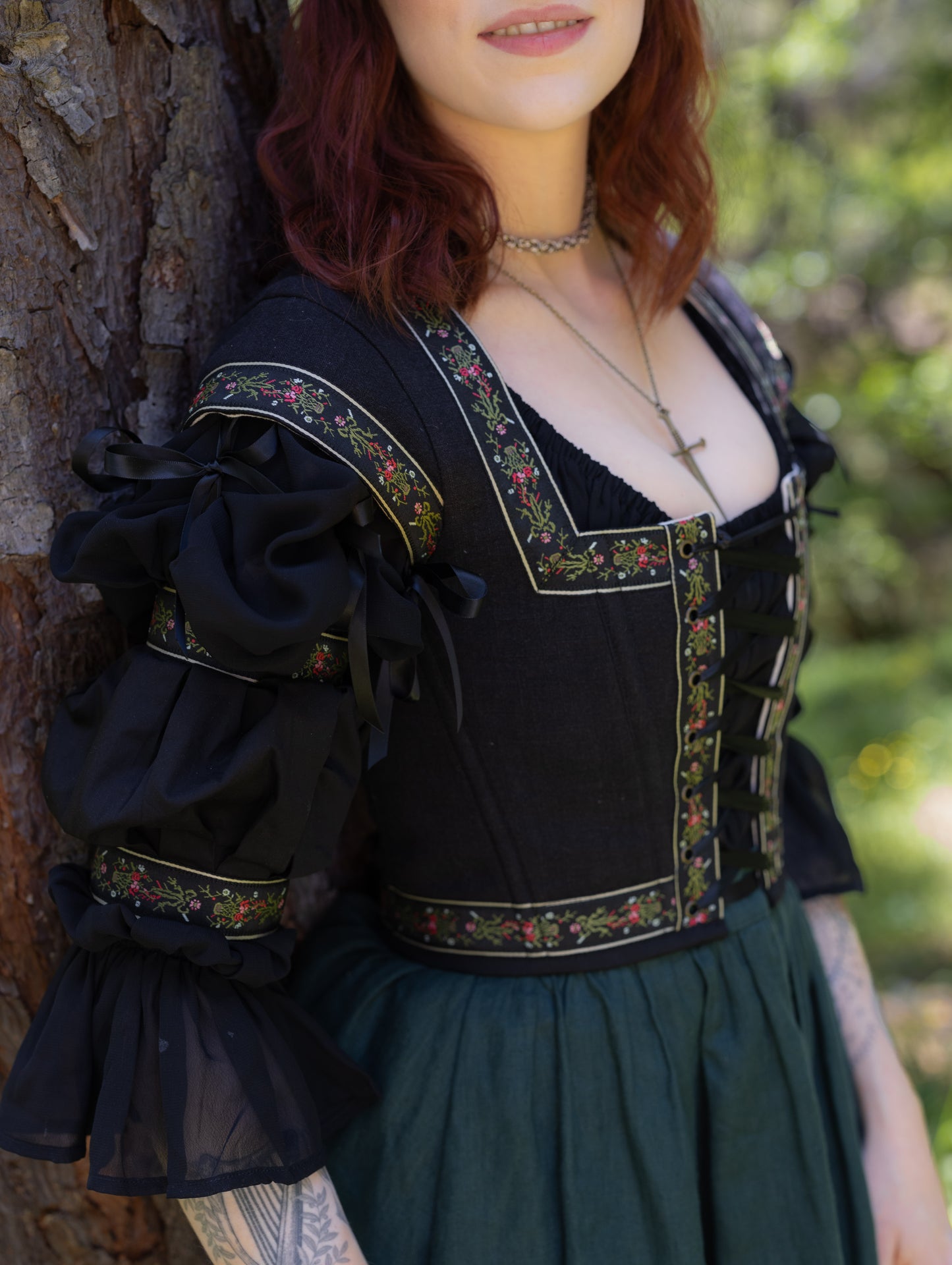 Black Ribbon Folk Bodice