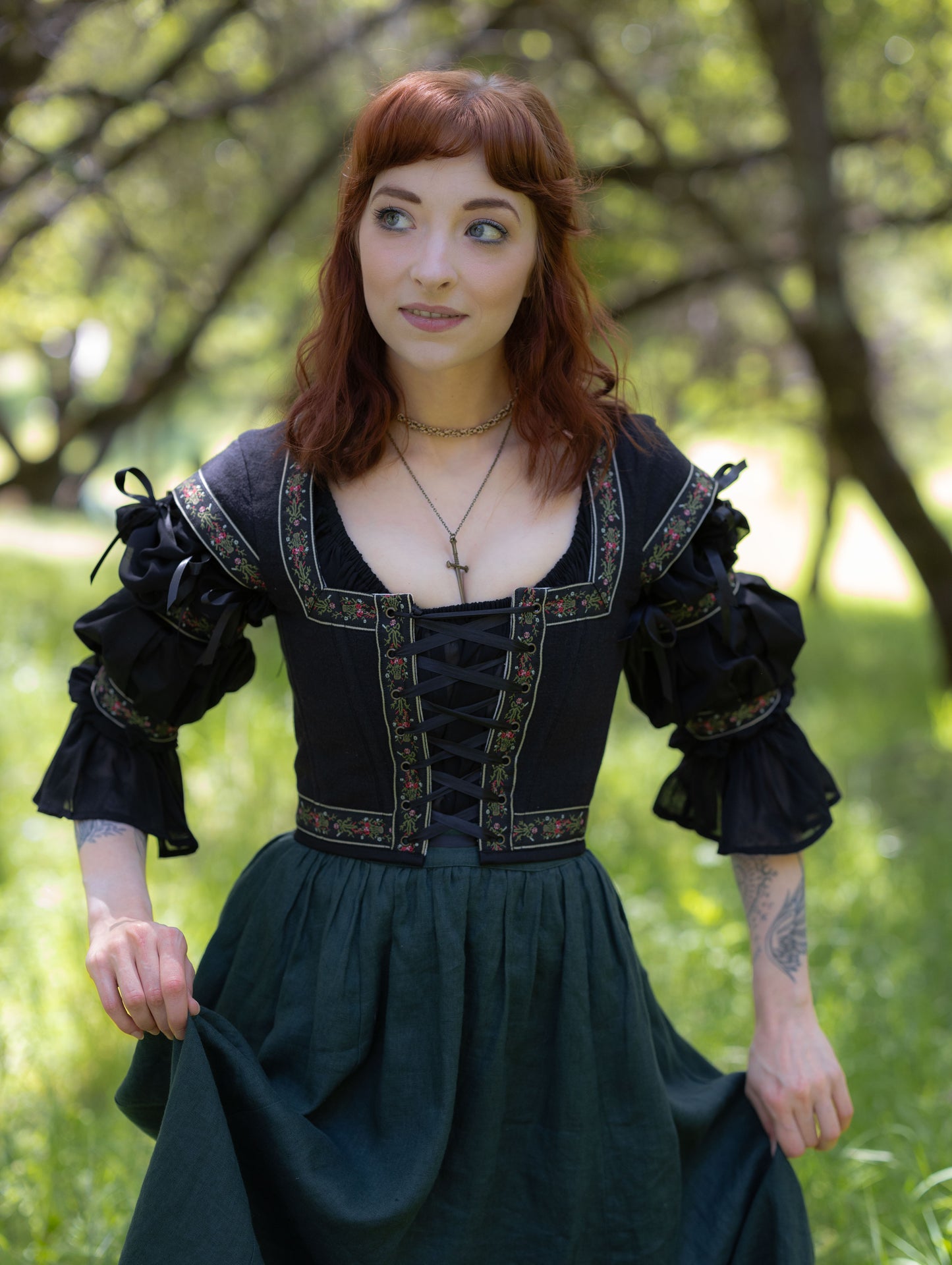 Black Ribbon Folk Bodice