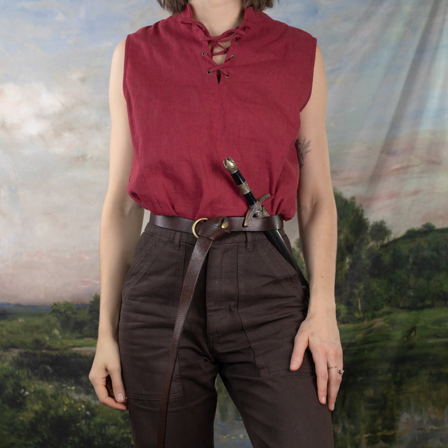 Linen Sleeveless Pirate Tank