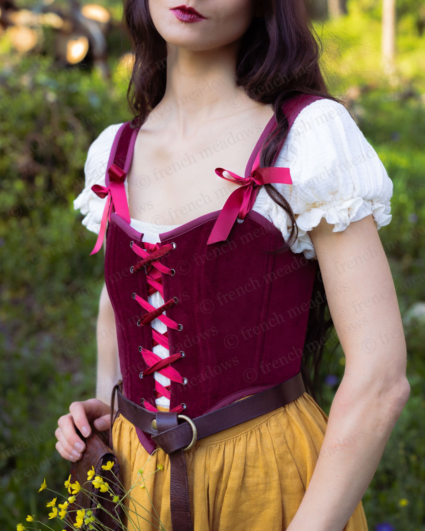 Dark Red Velvet Corset Top
