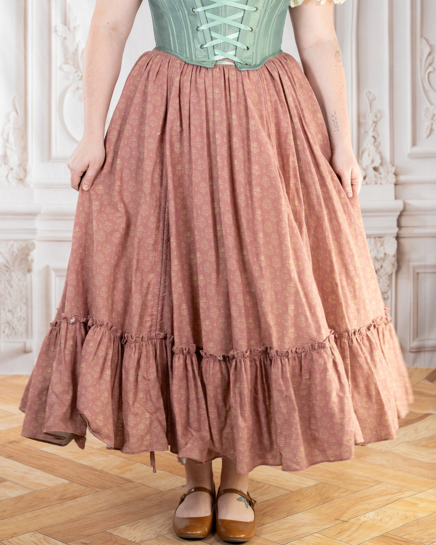 Strawberry Floral Ruffle Skirt